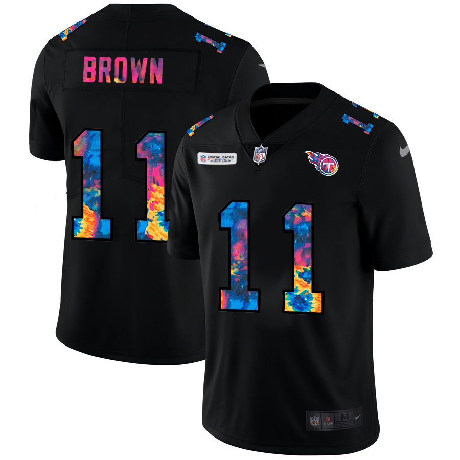 NFL Tennessee Titans #11 A.J. Brown Men Nike MultiColor Black 2020 Crucial Catch Vapor Untouchable Limited Jersey->nfl dust mask->Sports Accessory